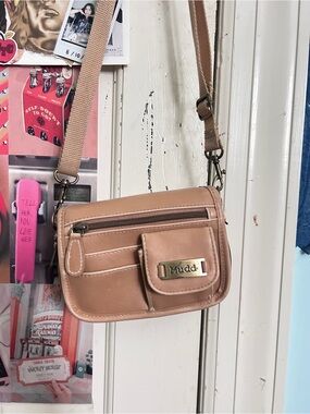 Mudd Tan Crossbody Messenger Bag with Front Pocket